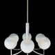 Six arms chandelier in murano glass spheres and chrome. Italy 1960s