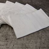 Serviettes de table anciennes damassées décor fleurs lot de9