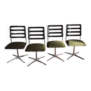 Lot de 4 chaises pivotantes vintage en acier chromé–années 70 NAMCO