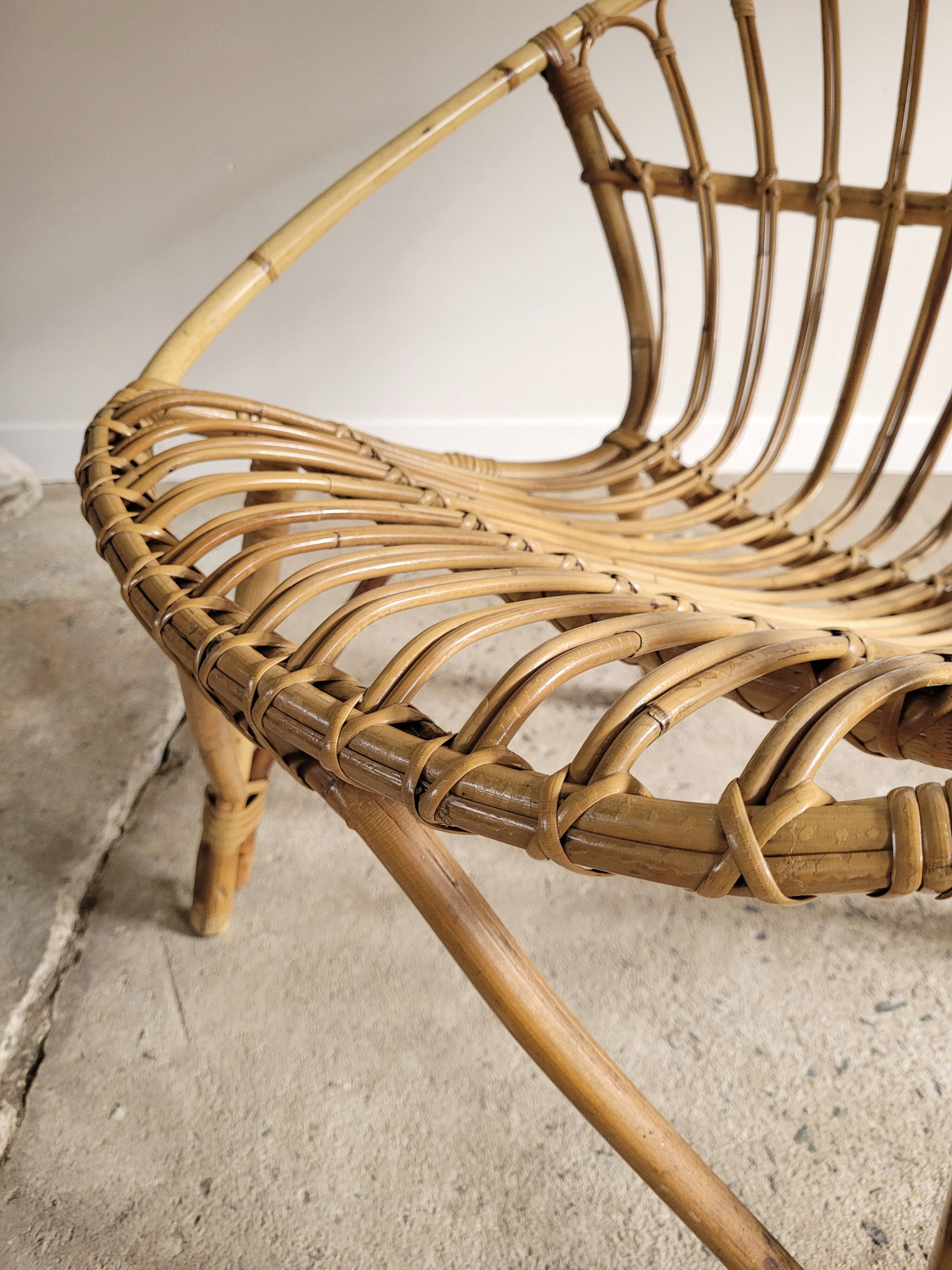 Fauteuil en rotin vintage