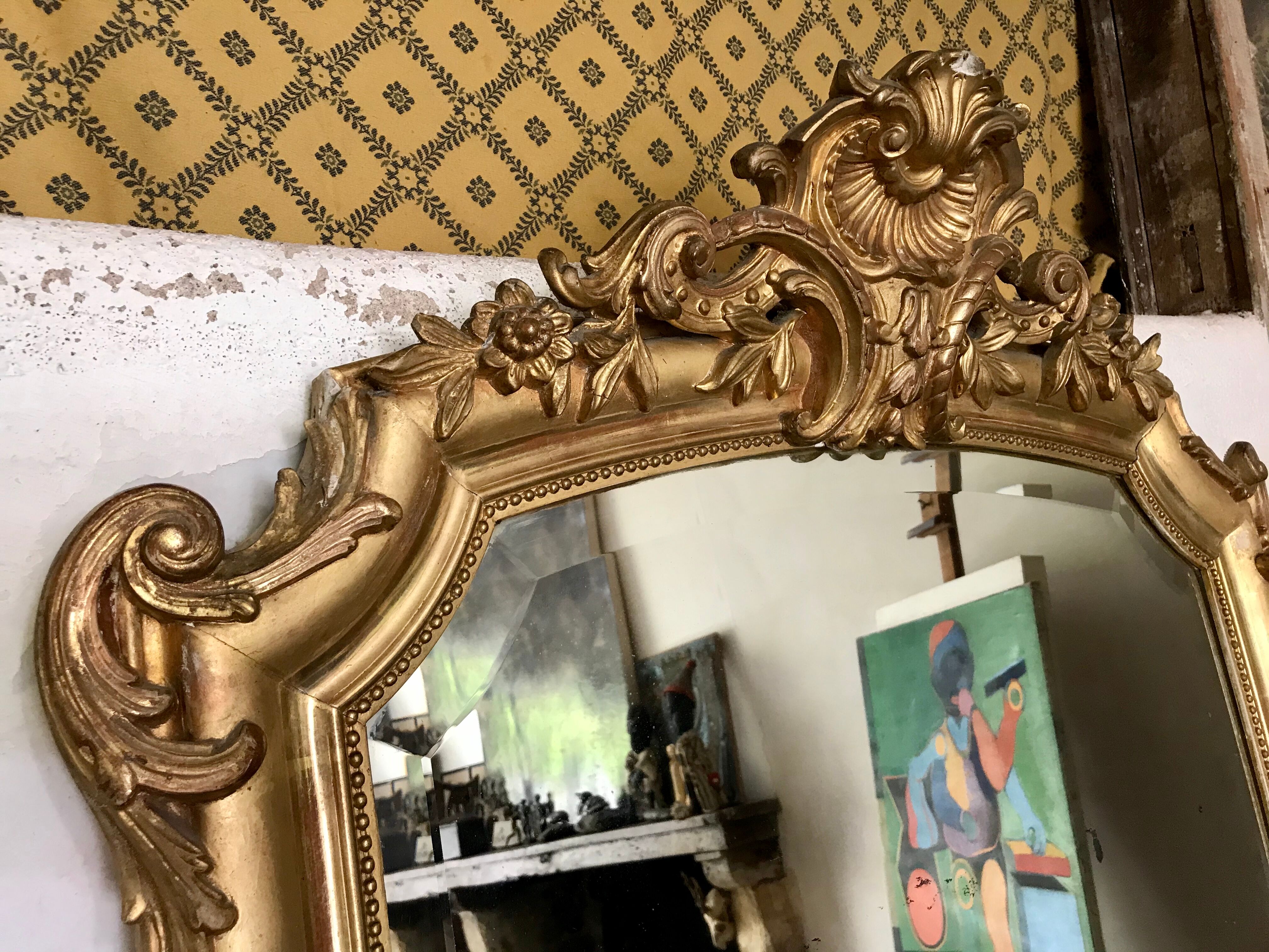 Large golden antique mirror 95x190cm