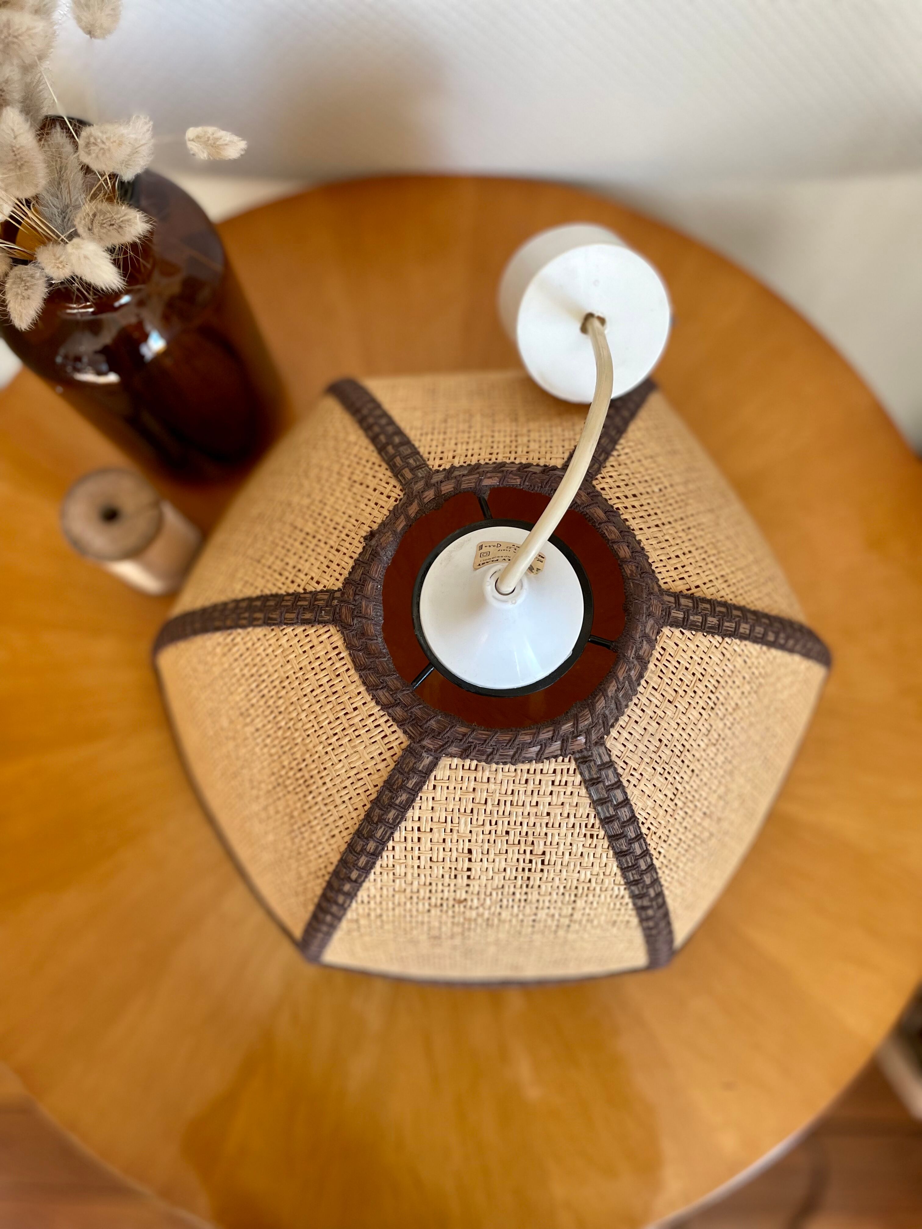 Suspension en rotin vintage forme fleur