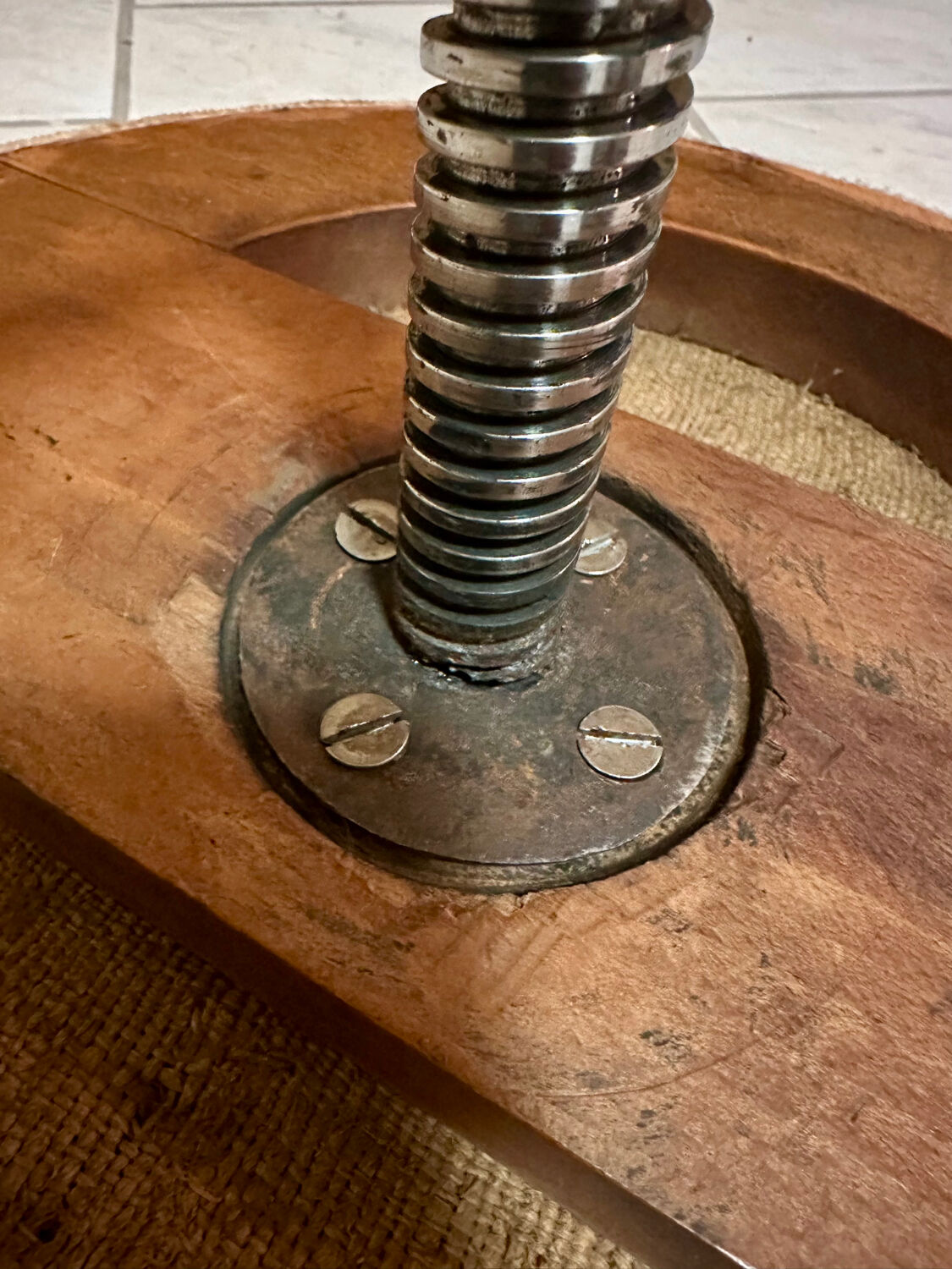 Antique Napoleon III adjustable piano stool and canvas