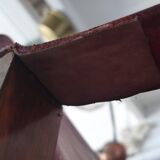 Leather and wood relaxed armchair