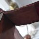 Leather and wood relaxed armchair