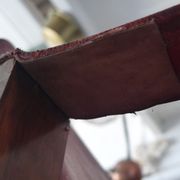 Leather and wood relaxed armchair