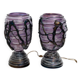 Exceptional Pair of Sculptural Murano Glass Table Lamps, Unique Piece, 1990