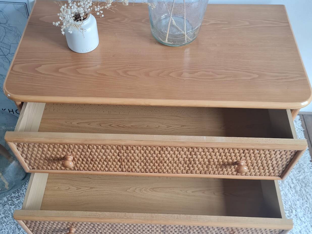 Vintage rattan chest of drawers