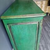 Buffet style Louis XV green and golden cerusé.