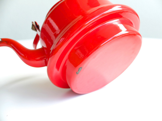 Red enamelled teapot, 1950s