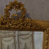 Large antique mirror in wood and gilded stucco, 19th century