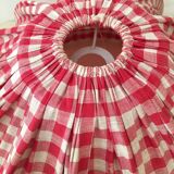 Lampshade in red gingham fabric and white pompoms
