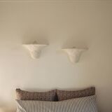 Pair of plaster wall sconces, palmette decoration, 20th century