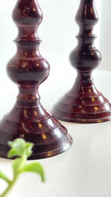 BOUGEOIRS Vintage Patinated Metal Candle Holders