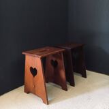 Arts & Crafts Heart Stools, Belgium, 1920s, Set of 2