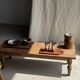 Rectangular solid teak platter with carved edges 33x24