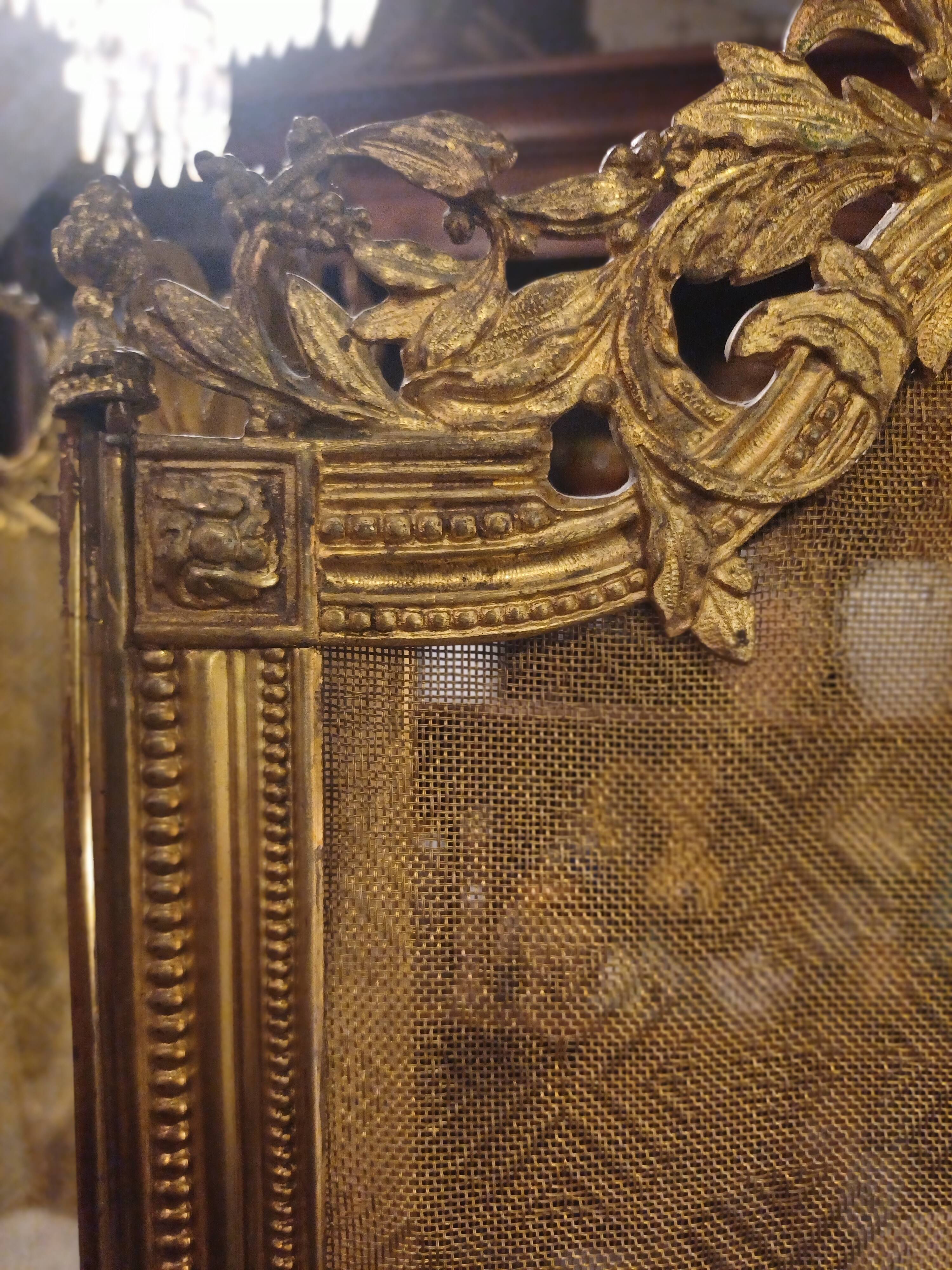 Very Beautiful Fireplace Screen 154 cm/77 cm in Bronze and Brass - Period 1880