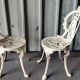 Pair of outdoor chairs in cast aluminum floral decoration