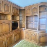 Large custom-made solid oak corner unit