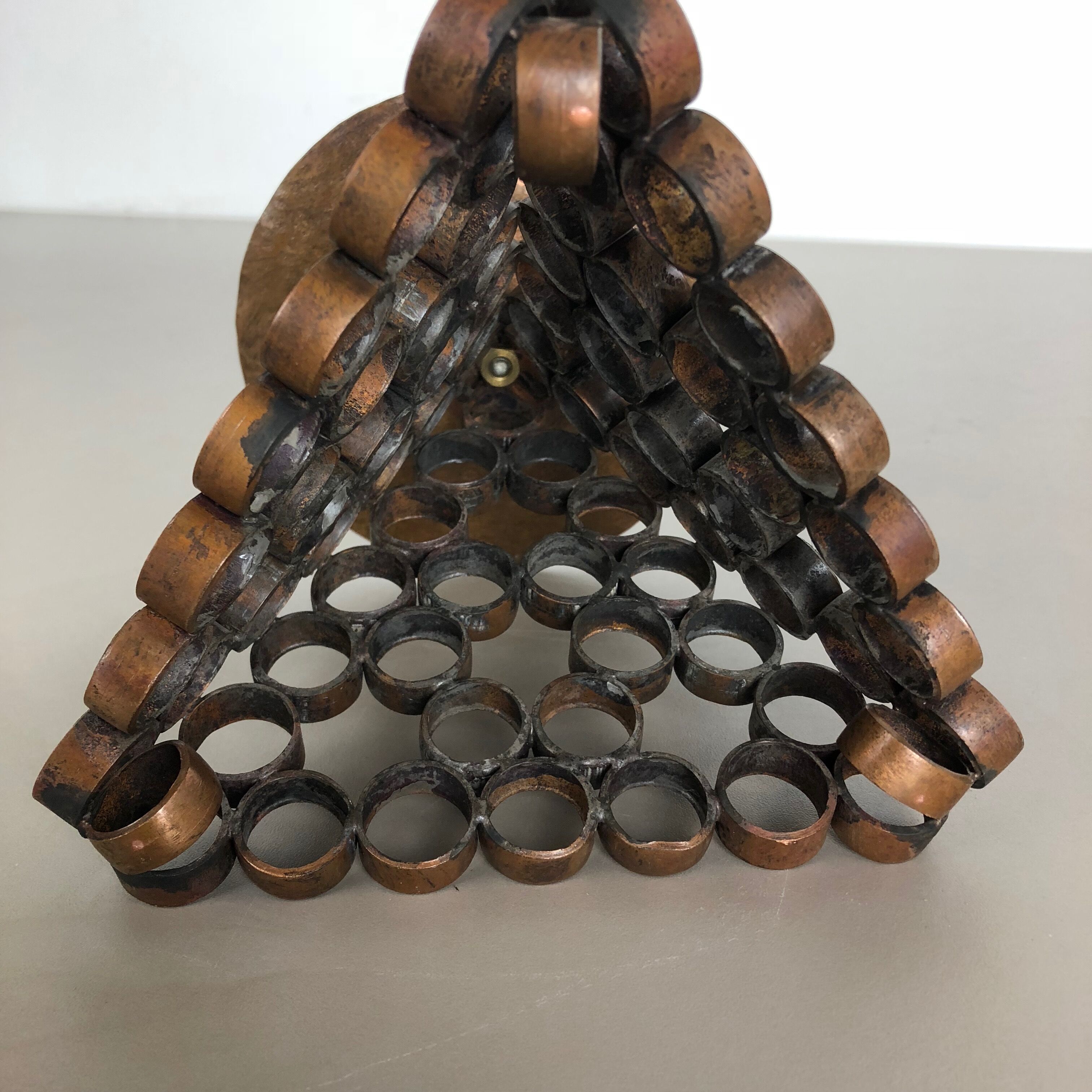 Modernist sculptural style brutalist copper candleholder, Austria 1950