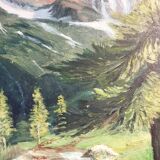 Toile ancienne montagne