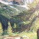 Toile ancienne montagne