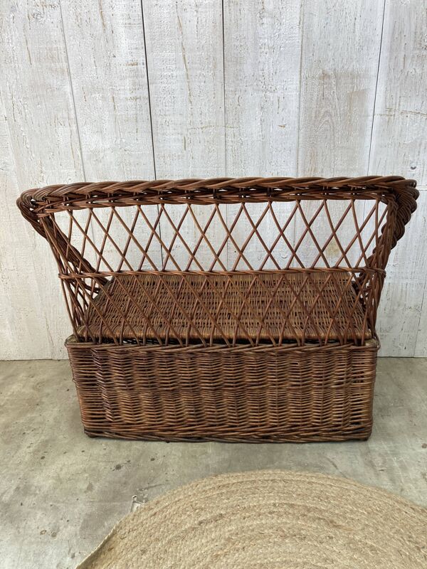 Coffre/banc en osier vintage