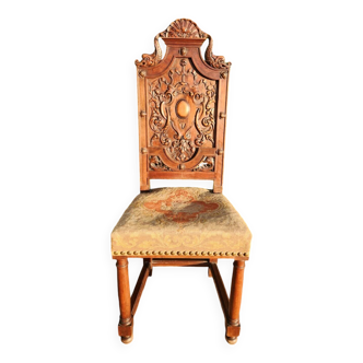 Antique carved walnut chair