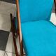Ton, Thonet arm less rocking chair in blue velvet upholstery