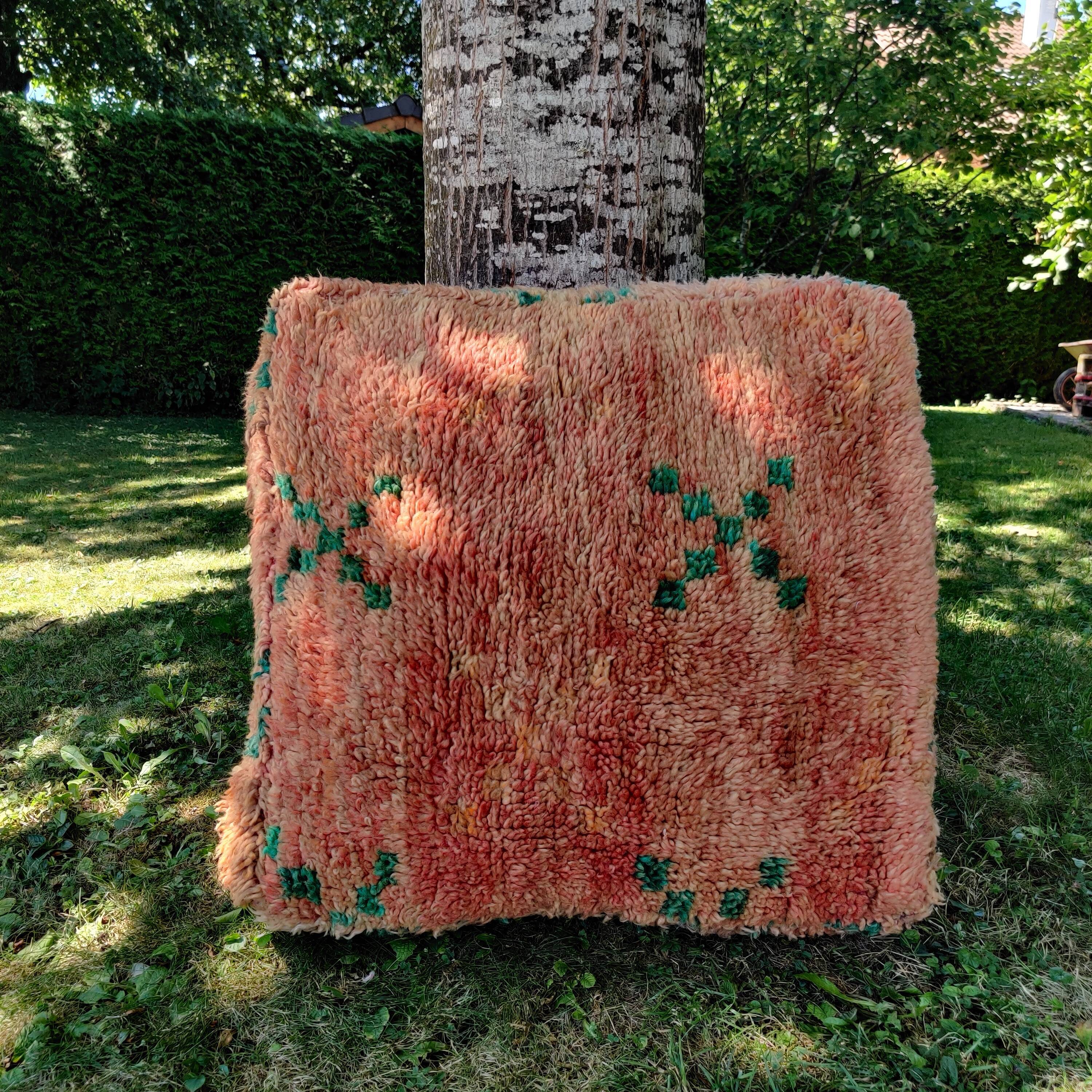 Orange Berber pouf