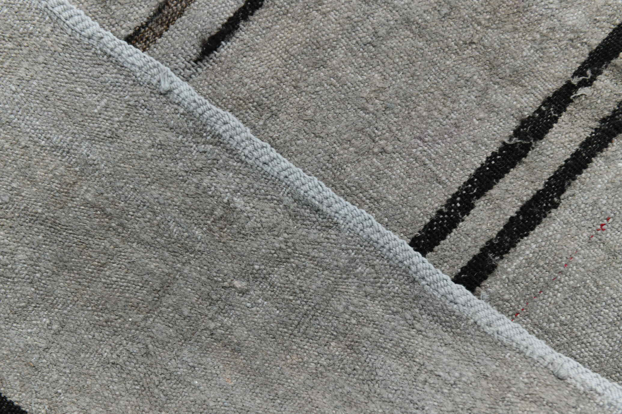 6x12 Gray & Black Modern Hemp Rug, 184x379Cm