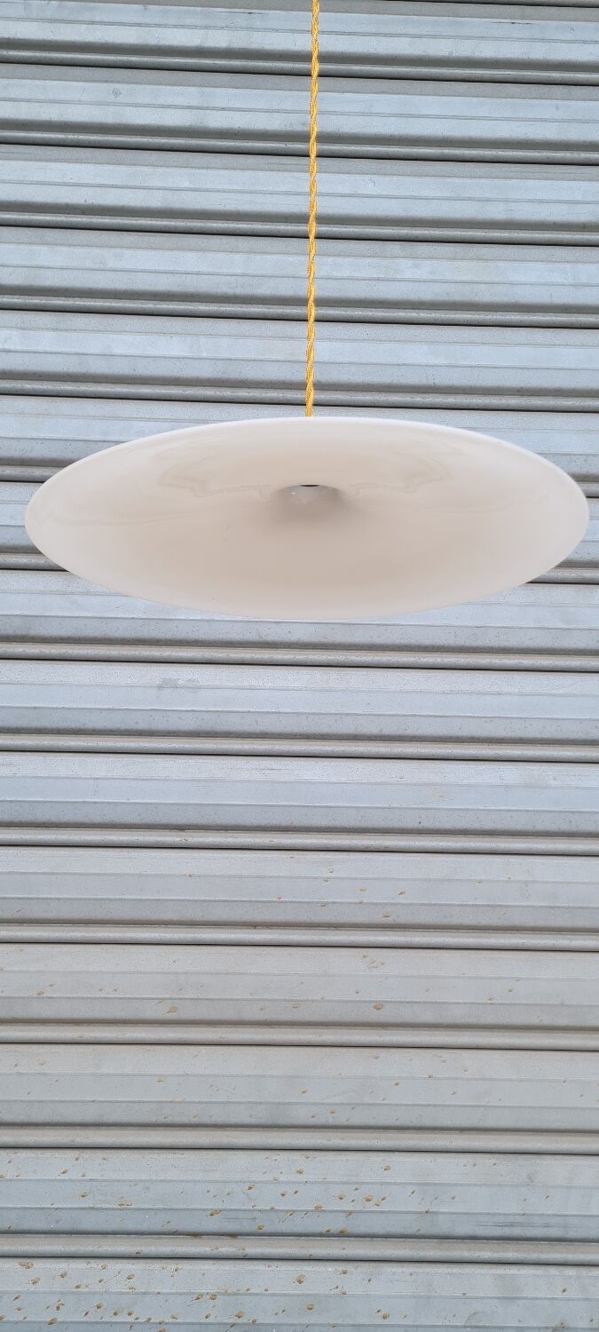 Large white opaline pendant light