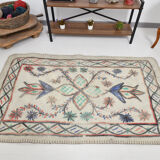 4x6 neutral handmade anatolian turkish rug,	115c192cm