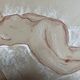 Signed sanguine drawing of a female portrait "The Nap"
