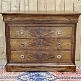 Louis Philippe chest of drawers with 5 drawers from the 19th century in cherry wood with glass knobs