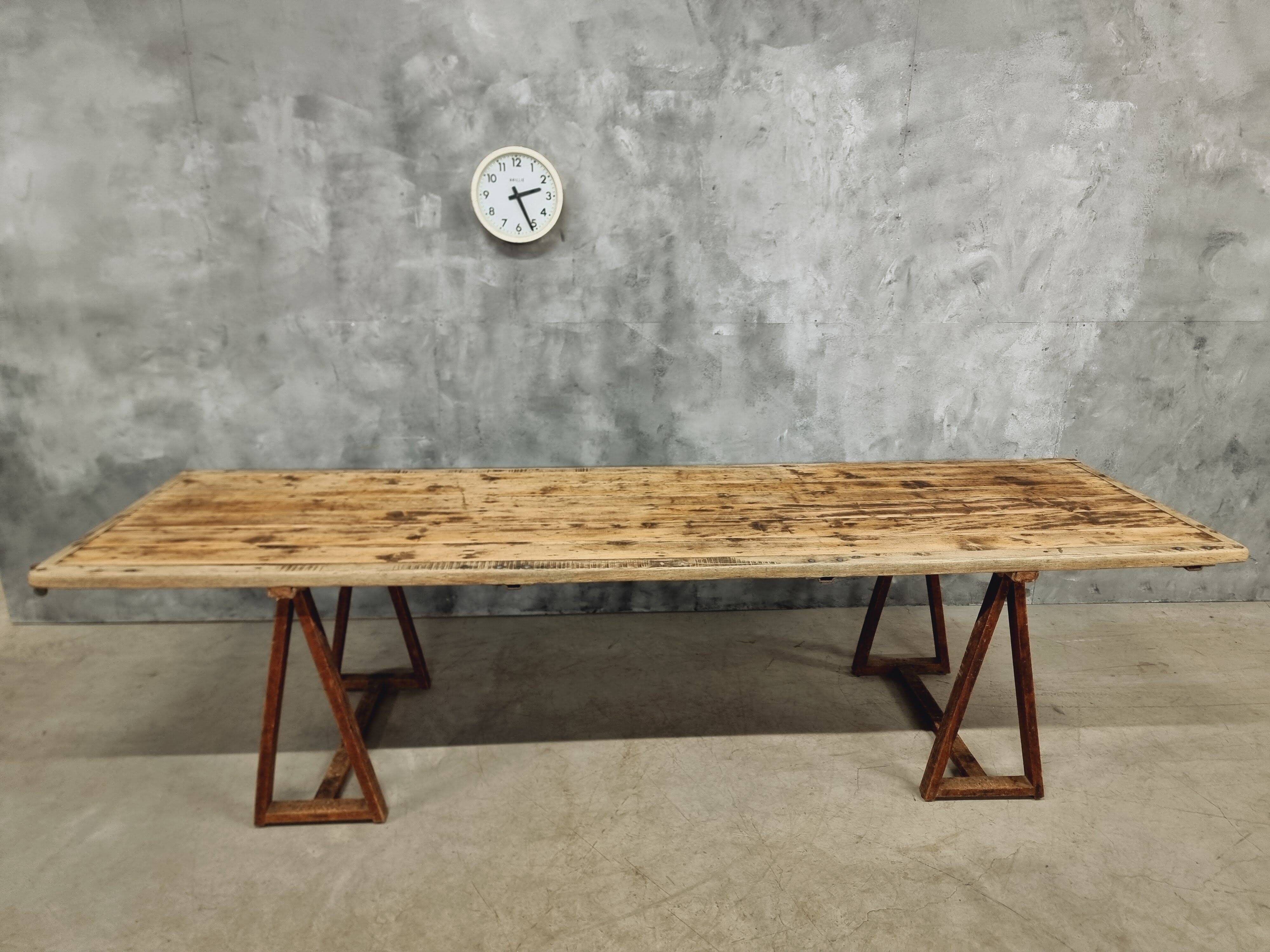 Antique trestle table XXL garden table 89 x 308 cm
