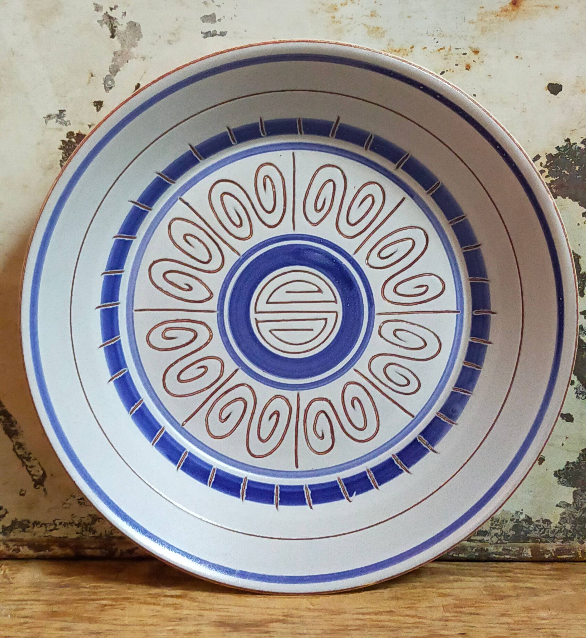 Cinq assiettes creuses céramiques M.B.F.A  PORNIC vintages service Daphné