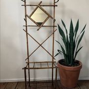 Art Deco, coat rack with bamboo mirror, diamond shape, around 1930.