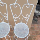 Paire de chaises de jardin ancienne en fer forgé
