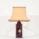 Glazed ceramic lamp with fabric shade, 1970s