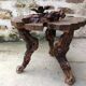Table basse feuille en bois vintage avec cendrier