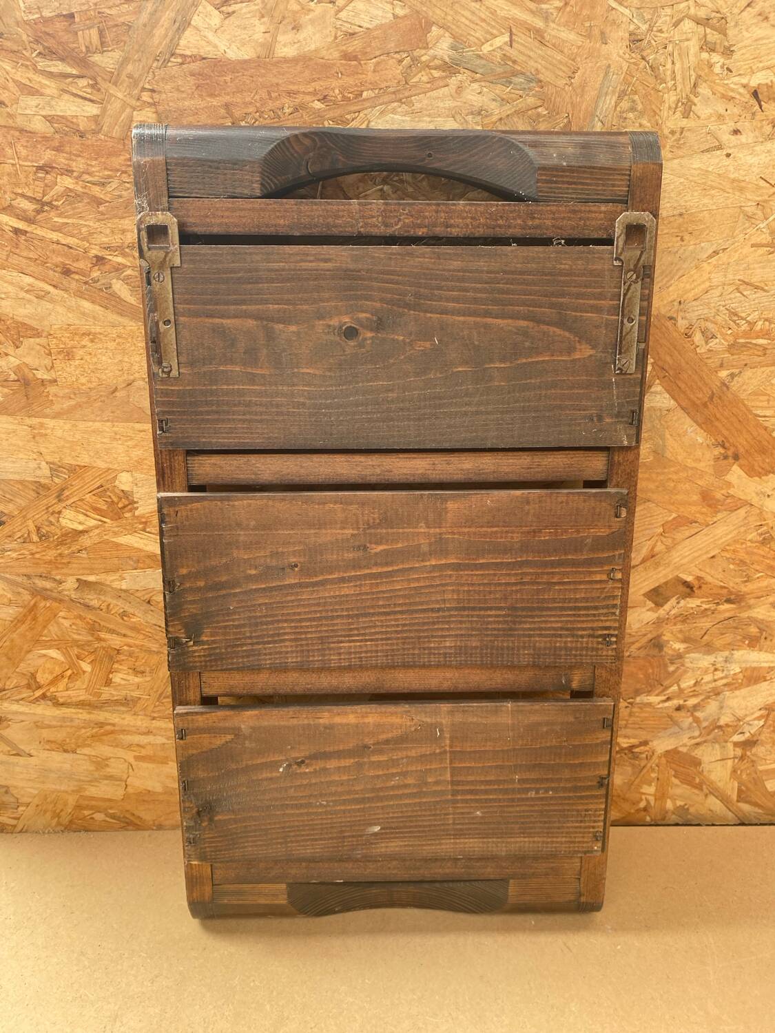 Antique 3 Compartment Wooden Hanging Spice Rack Vintage #B193