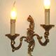 Vintage French bronze wall sconce with acanthus leaves and two light arms 51