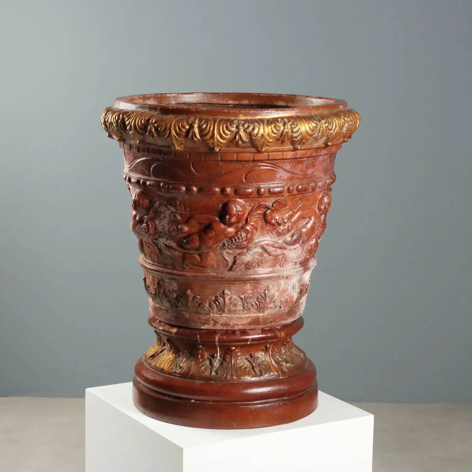 Ancient vase with terracotta stand Italy 20th Century