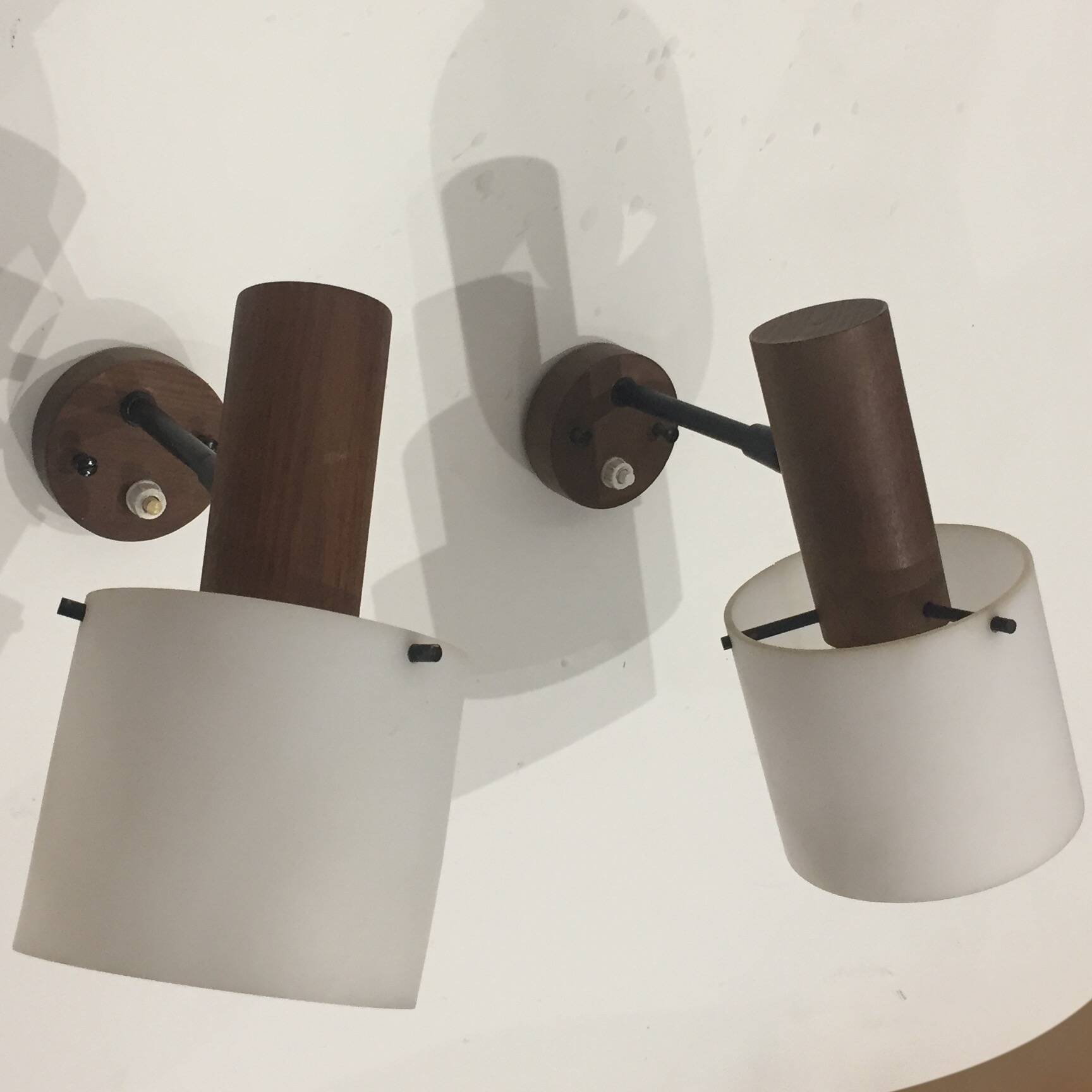 pair of Italian teak wall lights