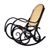 Rocking-chair noir canné bois courbé 1960-70