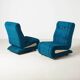 Set of 2 space-age lounge chairs in blue pattened upholstery, 1970s