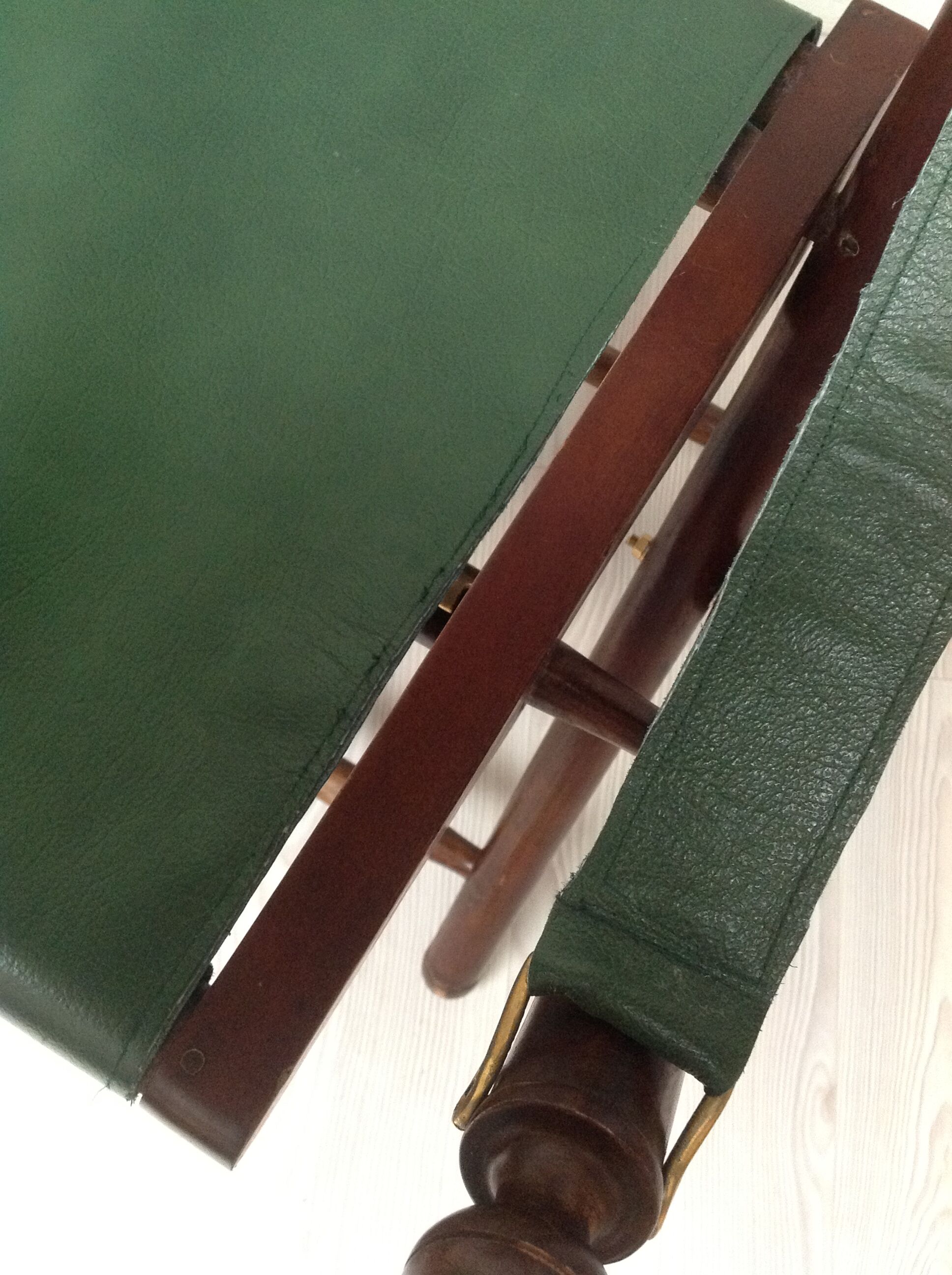 Fauteuil pliant ancien bambou et cuir