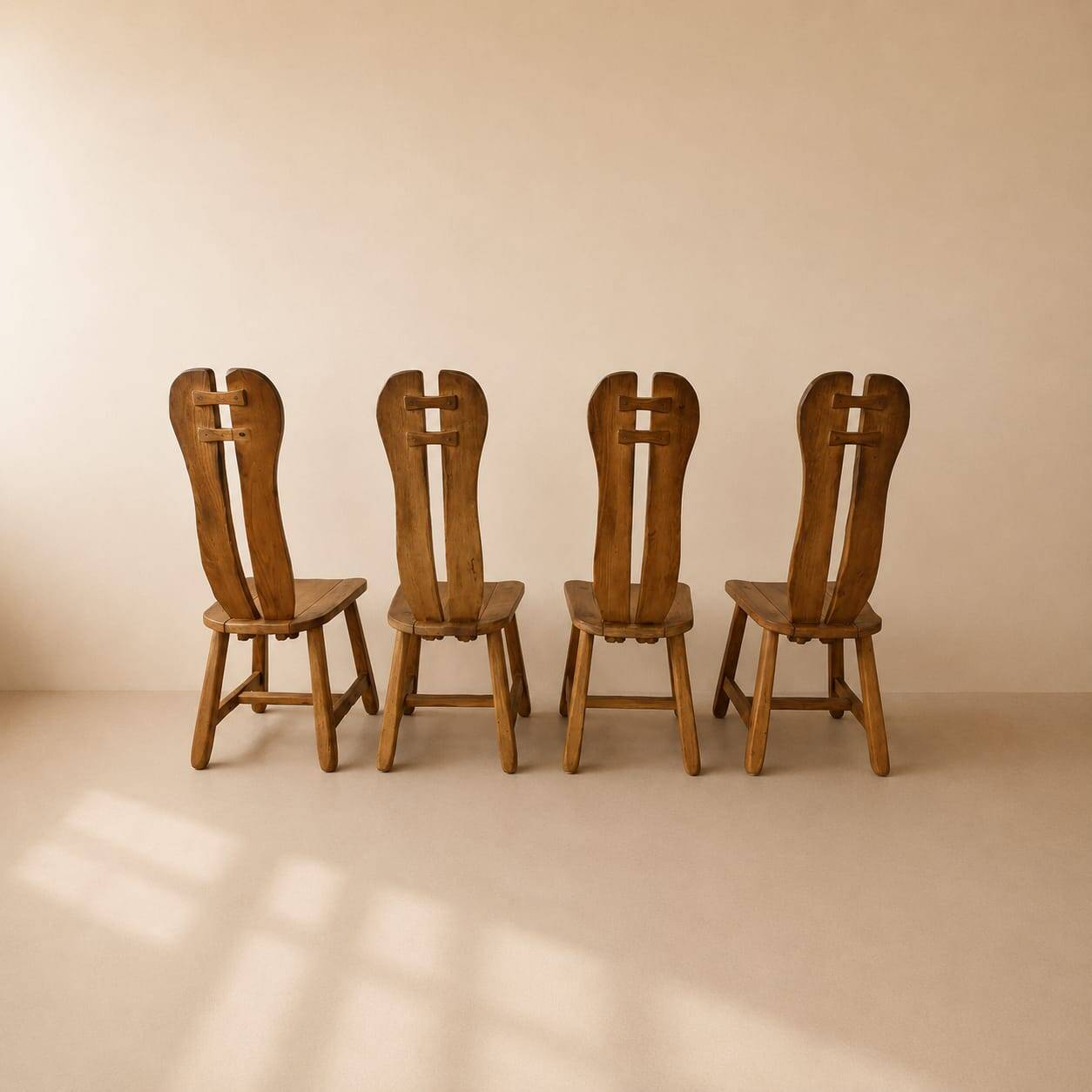 Set of 4 oak dining chairs by De Puydt, Belgium, 1970s