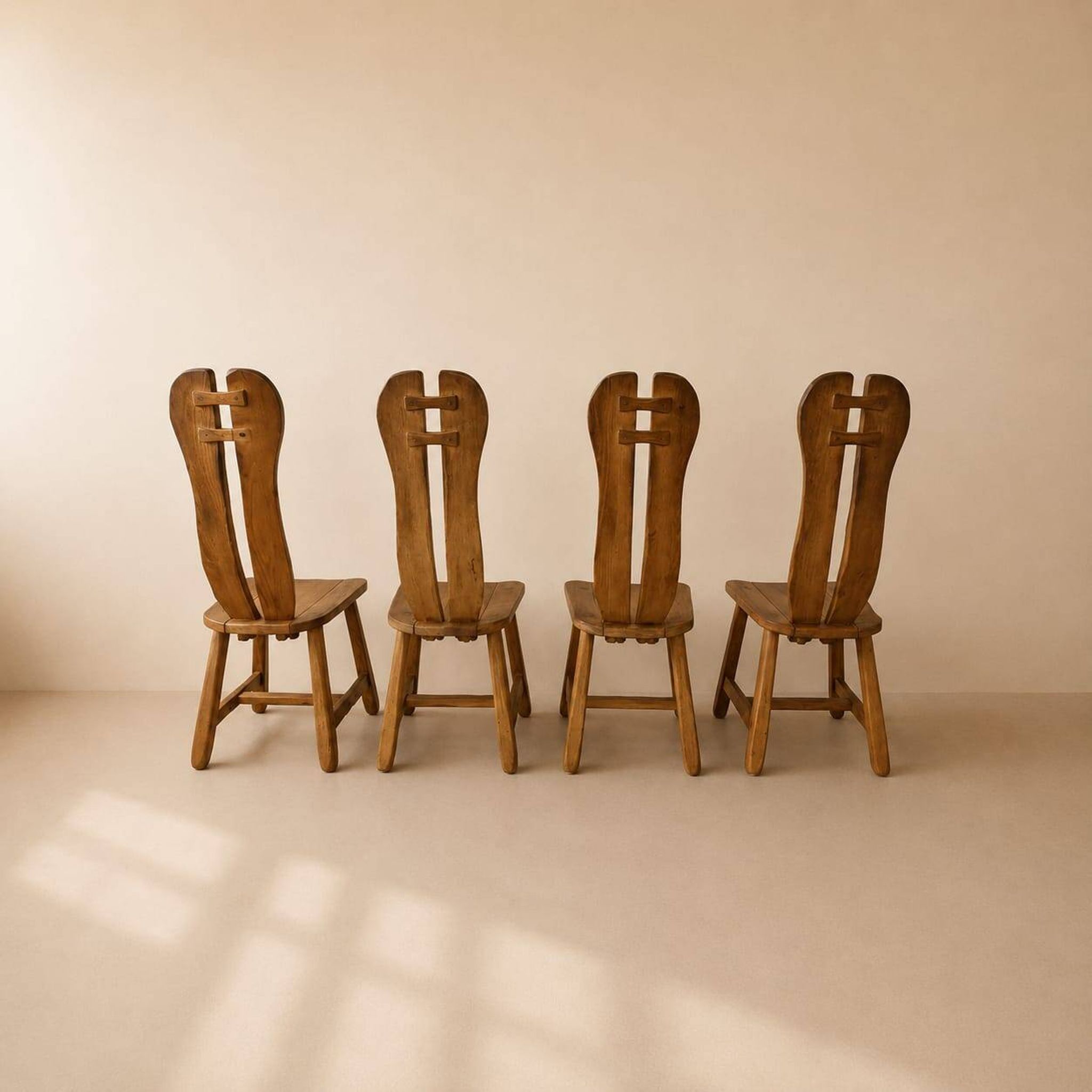 Set of 4 oak dining chairs by De Puydt, Belgium, 1970s